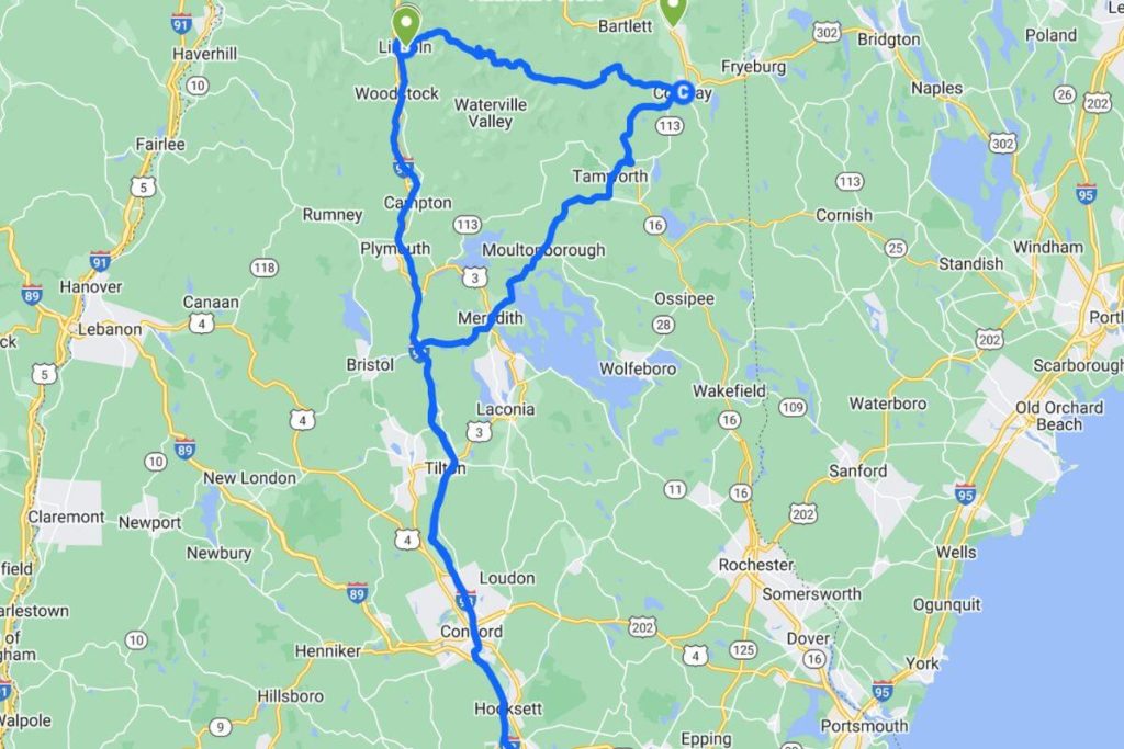 3 day new england fall road trip map