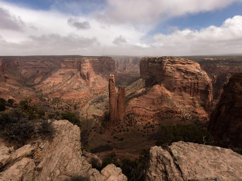 cloudy day over canyon de chelly in arizona