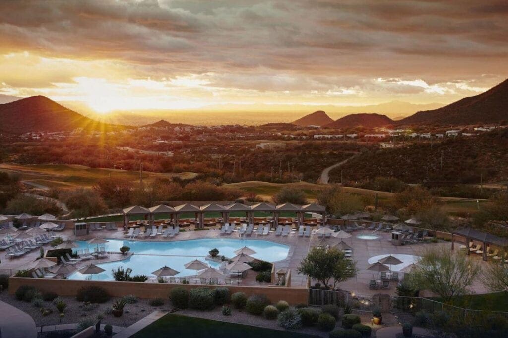 sunset over JW Marriott Tucson Starr Pass Resort & Spa tucson az